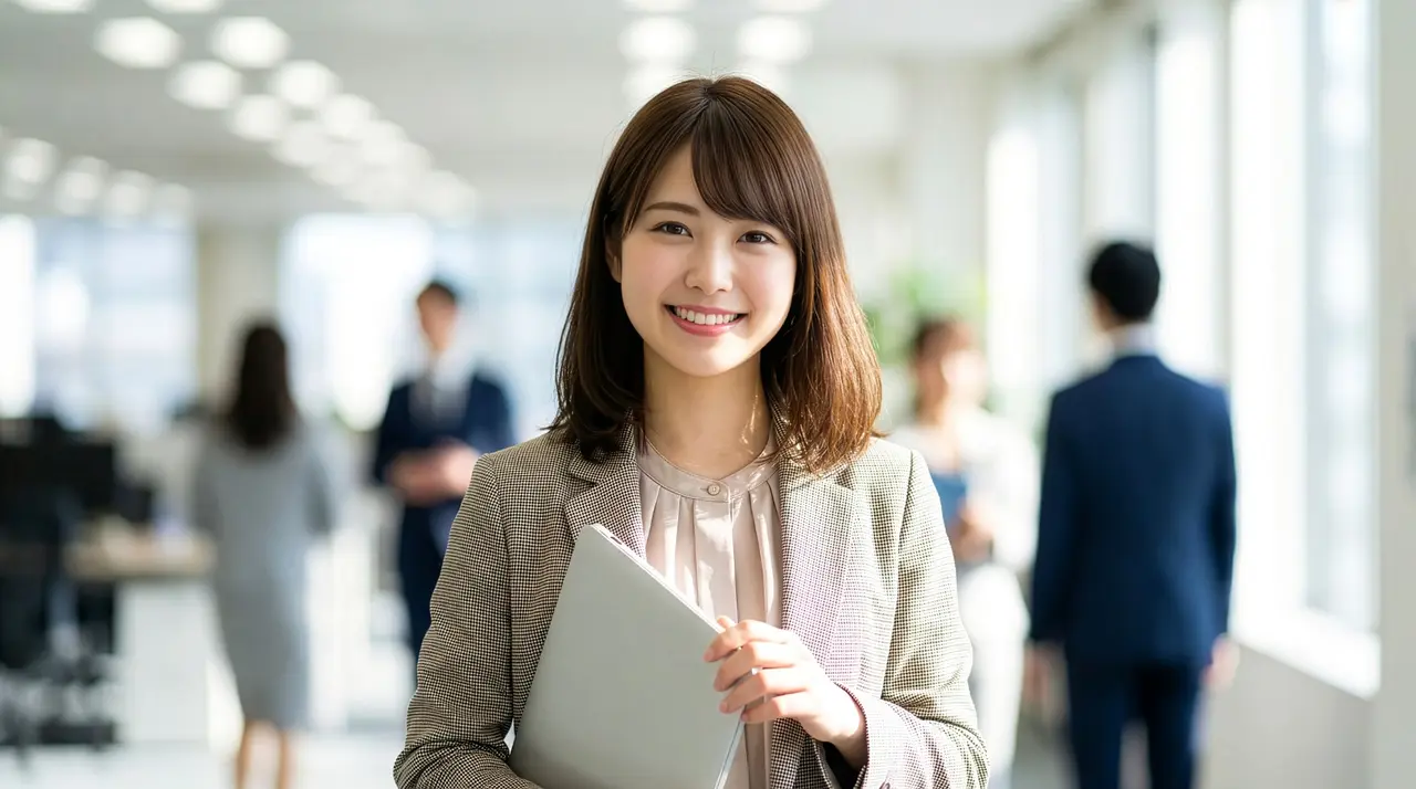 納品物と管理記録を案内するコーディネーターのイメージ